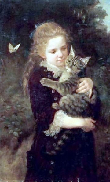 JEUNE FILLE ET SON CHAT